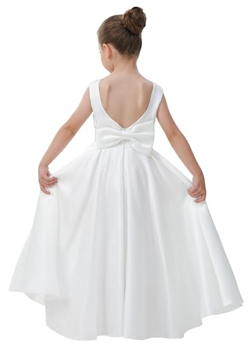 2Bunnies Girls Satin Bow Tulle Pageant Princess Ball Gown First Communion Flower Girl Dress