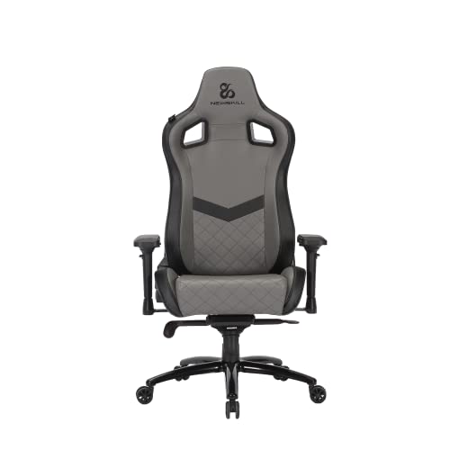 Newskill Silla Gamer Osiris, Piel Sintética y Carbono, Altura Ajustable, Reposabrazos 4D, Reclinable 180º, Cojín Lumbar y Cervical, Ergonómica, Pistón Clase 4, Hasta 150kg, Silla Gaming Gris
