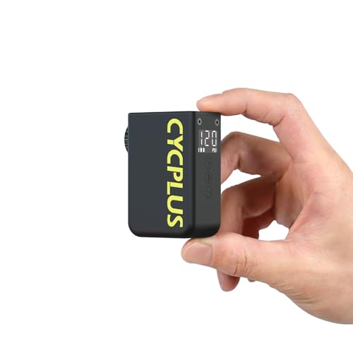 CYCPLUS AS2 Ultra Tiny Fahrradpumpe mit Manometer, Max. 120 PSI Elektro-Minipumpe, Auto-Stopp, mit Presta- und Schrader-Ventil für E-Bike, MTB und Rennrad (87g)