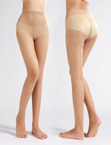 LADYFAN 3 Pairs womens 20D Ultra Toeless Sheer Tights Open Toe Control Top Pantyhose3