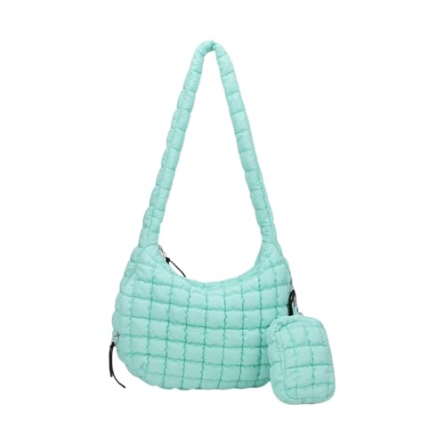 Sac à bandoulière matelassé vert clair grand format avec petit sac à main assorti