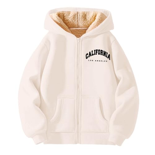 Girls Full Zip Up Fleece Jacket Casual Hoodie Warm Sherpa Lined Pullover Sweatshirt Fall Winter Coat With Pockets3