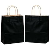 AN HUI MING Bolsas Regalo, 18 Piezas Bolsas Papel Kraft Negro, Bolsas de Papel con Asas, 23 * 12 * 30 cm, Bolsa Papel para Regalos Fiesta de Cumpleaños, Compras, Navidad Bolsa Regalo Grande