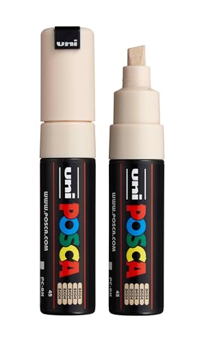 posca uni PC-8K Water-Based Paint Markers, Broad Tip (8mm), Beige, 2 Count