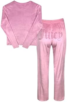 juicy Juicy Couture Conjunto de pijama feminino de veludo, manga
