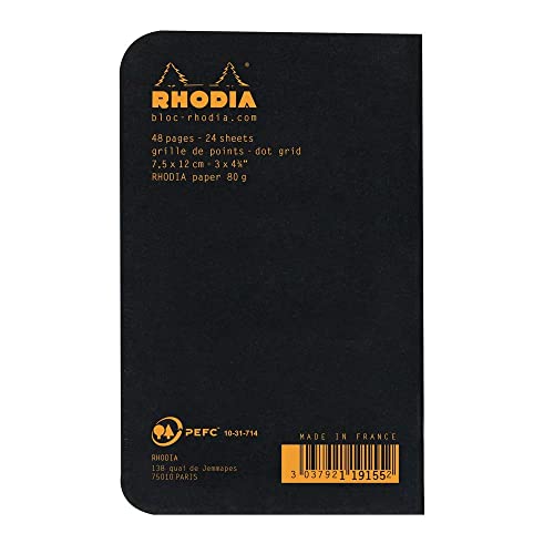 Rhodia 119155C Notes zszywany kolor czarny 7,5x12 cm 80 g 48 stron