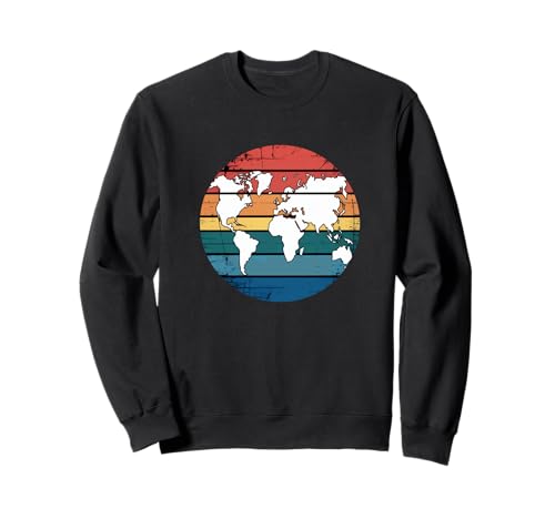Mapa Colorido Tierra Países Continente Geografía Mapamundi Sudadera