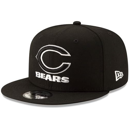 New Era NFL 9FIFTY Black White Adjustable Snapback Hat Cap One Size Fits All = Chicago Bears - Black