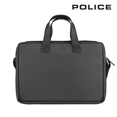 Image of Police Laptop Messenger Bag For Men and Women | 14 Inch Briefcase Leather Office Bag For Men With Splashproof And Padded Protection | Multipocket with Adjustable Shoulder Strap - Black