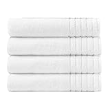 COTTON CRAFT Bath Towels - 4 Pack Super Zero Twist Bath Towel Set - 100% Cotton 30x54 - Ultra Soft Absorbent Quick Dry 615 GSM Everyday Luxury Hotel Spa Gym Shower Beach Pool Camp Travel Dorm - White