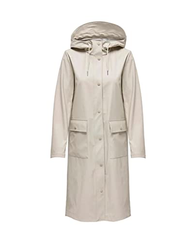 ONLY Damen Onlrene Hood Long Raincoat Cc Otw Regenmantel, Silver Lining, S...