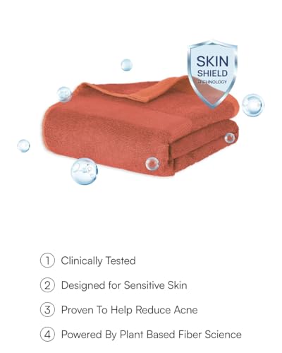 Image of Doctor Towels, World's First Banana Terry Bath Towel, 400 GSM | Dermatologist Tested for Sensitive Skin | 70 x 140 cm Towels for Bath Large Size | Clinically Tested to Help Reduce Acne - Coral