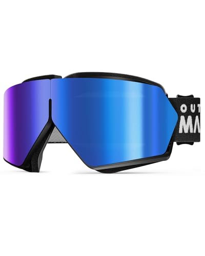 OutdoorMaster Seagull Gafas de Esquí, Plegables Snow Snowboard Gafas para Hombres Mujeres Jóvenes, Anti-Niebla, 100% Protección UV, Uso Versátil
