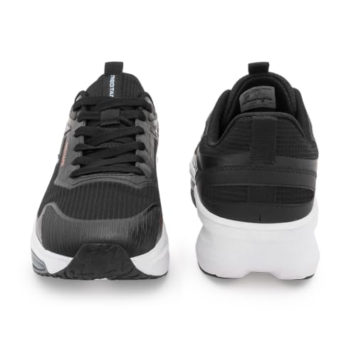 Image of Red Tape Men's Sneakers Black Mesh Round Lace-Up Responsive Sole, 6 UK