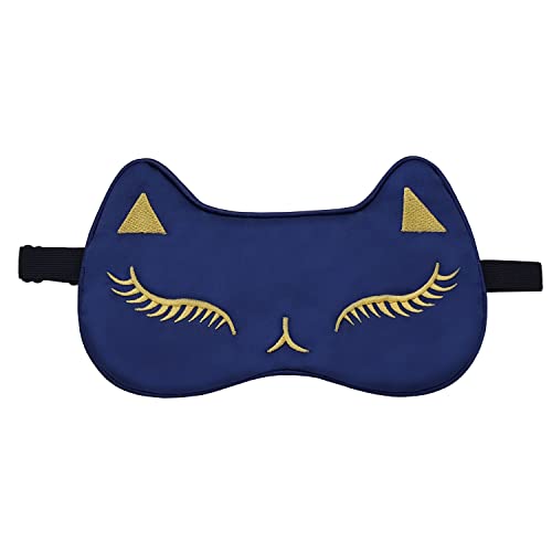 Image of Jenna Sleep Eye Mask with Super Smooth And Adjustable Strap- Super Soft & Cozy, Blindfold and Travelling (Silk Flamingo Blue Gel)