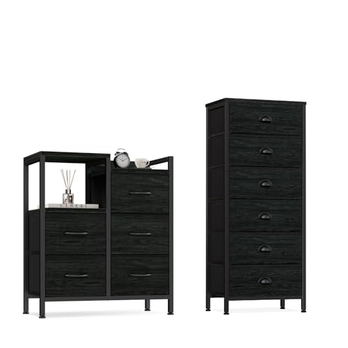 Furnulem Dresser for Bedroom with 5 Fabric Drawers, Vertical Chest