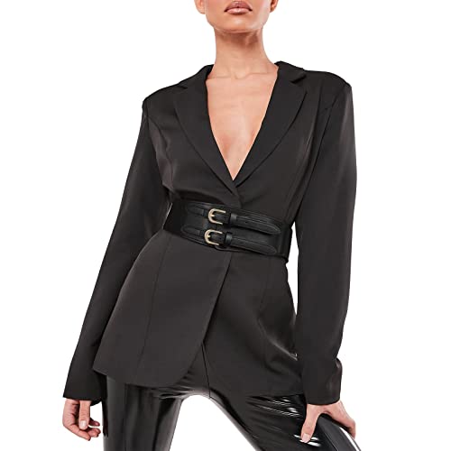 Kajeer Elastic Wide Waist Belt Women,Vintage Cinch Belts,Double Buckle Stretchy Corset Women Wide Belt for Dresses