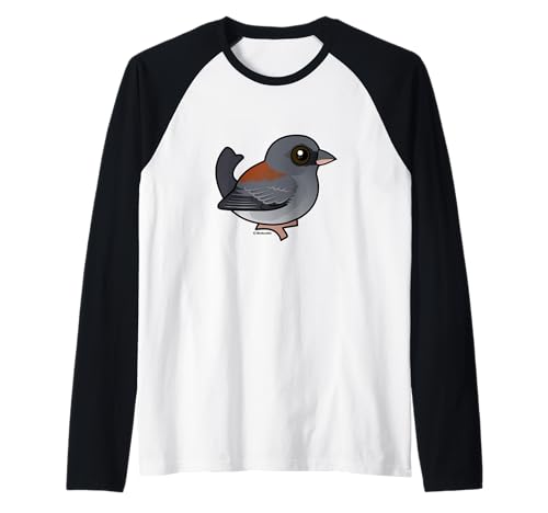 Cute Cartoon Dark-eyed Junco (Red-backed) Fun Birdorable Raglan Baseball Tee