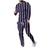 2024 Chandal Hombre Completo,Conjunto Chandal Hombre de Dos Piezas Camiseta Manga Larga Hombre Con Estampado de Rayas y Panalones Jogging con Cordón Ropa Deportiva Mujer Originales