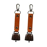 Aymzbd 2 Pieces Loud Bear Bells Dog Bells Bear Deterrent Portable Keychain Hiking Gear for Outdoor Backpacking Emergency, Brown