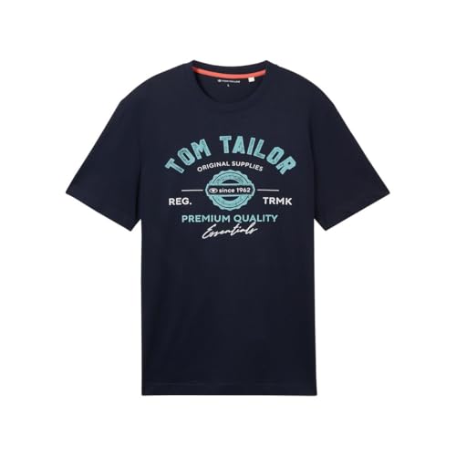TOM TAILOR Herren T-Shirt mit Logo-Print aus...