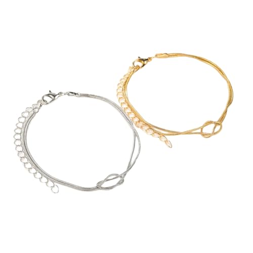 2 Pack Unisex Bracelet Alloy Texture Fashion Accessory Simple Wrist Jewelry