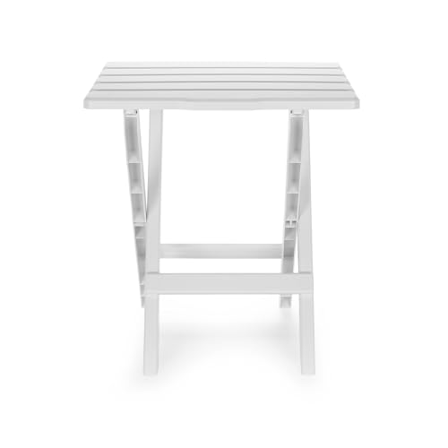 Image of Camco Adirondack Style Folding Plastic Large Table with Footrest Design and Easy to Setup Construction for Indoor or Outdoor Use, White