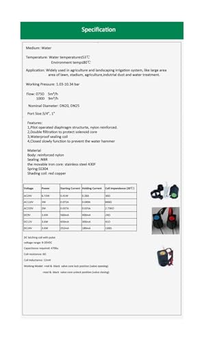 Électrovanne 220VAC en nylon 1/2 pouce normalement fermée pour irrigation