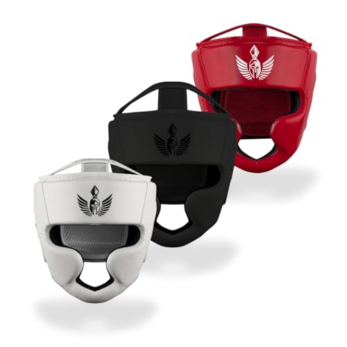 GSX Boxing Headguard Premium Faux Leather Headgear for Boxing, MMA, Kickboxing, and Martial Arts Adjustable Head Safety Redefined – Confidence in Every Move (White)