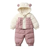 New Upgraded Toddler Hooded Snow Suit Baby Winter Outdoor Activities Kids Infants Thicken Quilted Thermal Fashion Snowsuit （White,12-18Months）