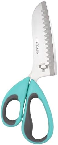 Westcott Titanium-Bonded Soft Handle Kitchen Pizza Scissors with Detachable Handles, Teal - 9-Inch Kitchen Shears for Cutting Pizza, Prepping Vegetables, and More