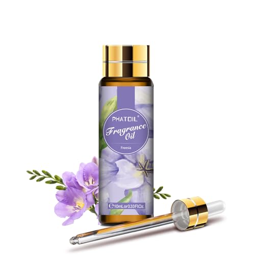 PHATOIL Aceite Esencial Fresia 10 ml, Aceites Esenciales para Humidificador, Aceite Fragancia de Fresia para Aromaterapia, Difusor, Velas DIY