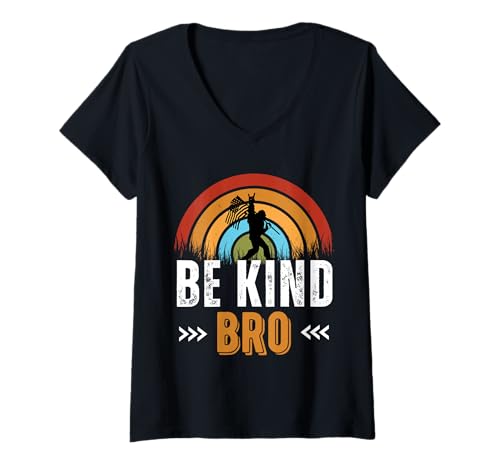 Mujer BE KIND BRO DIVERTIDO BONDAD NARANJA UNIDAD DÍA BIGFOOT Camiseta Cuello V