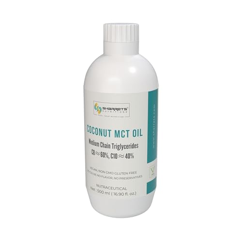Sharrets Coconut MCT Oil 500ml | Pure C8 60% & C10 40% | Medium Chain Triglycerides for Energy, Bulletproof Coffee & Wellness | Vegan, Keto, Paleo