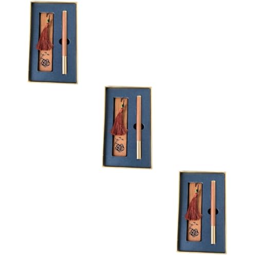 Marque-pages en bois style chinois au quotidien lot de 3 VILLCASE stylos bureau et détente
