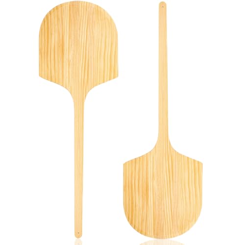 Bokon 2 Pack Wooden Pizza Peel 12" X 14" X 22", Paddle for Oven and Grill