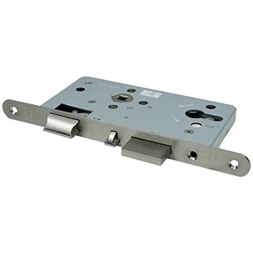 FELGNER Panik Einsteckschloss | Panikfunktion E | für Drücker Innen und Knopf Außen - für Heizungsräume, Tiefgaragen, Hauseingangstüren uvm. | inklusive Gegenplatte | Dornmaß 55mm | links