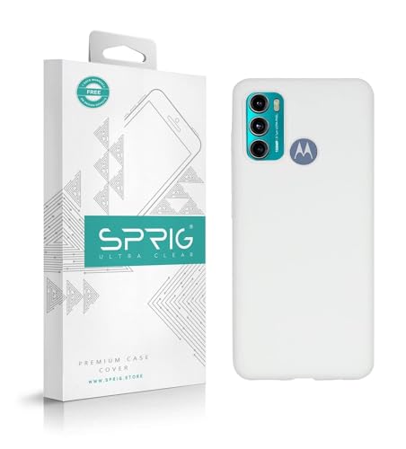 Image of SPRIG Compatible with Motorola G60 Liquid Silicone Premium Back Cover Drop Tested Shock Proof Mobile Case for Men, Women, Boys and Girls with Camera Protection (White)