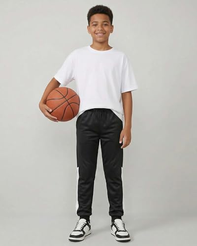 Image of Real Essentials 3 Pack: Boys' Athletic Jogger Sweatpants - Kids Teens Youth Active Sports Pants with Pockets (Sizes 5-18)