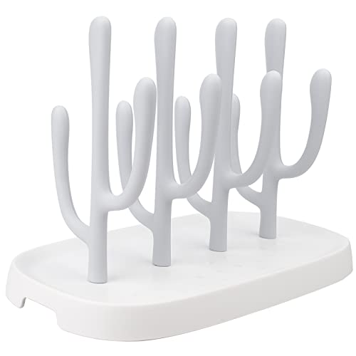 Image of Happiddler Baby Bottle Drying Rack, Small Portable Bottle Dryer Holder for Nipples, Cups, Pump Parts and Accessories, Updated (White)