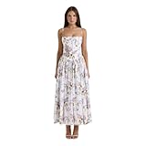Fashionable and Elegant Strapless Dress with Fairy-Like Style, Exuding a Gentle and Soft Vibe, X-Large, White Large Flowers