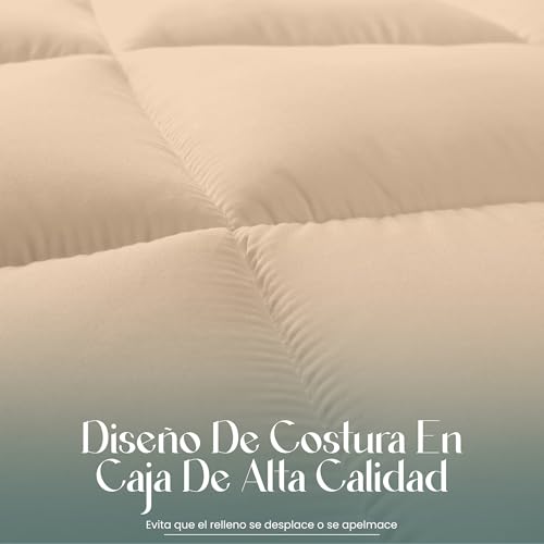 Miniatura 5 de Utopia Bedding - Invierno Edredón De Fibra, Fibra Hueca Siliconada, 370 Gr M Beis, Cama 135 150-220 X 240 Cm