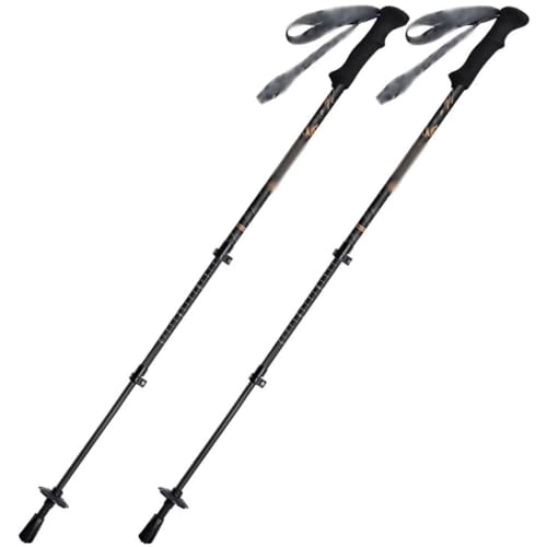 2-Pack Carbon Fiber Trekking Poles, Retractable Adjustable Nordic Walking Sticks, with Adjustable Wrist Strap, for Men and Women(Black Color)