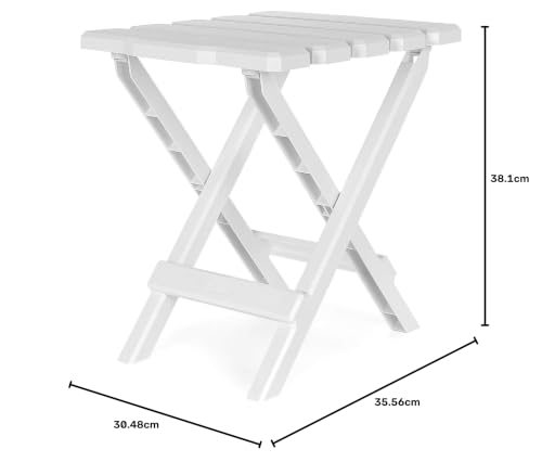Image of Camco Adirondack Style Folding Plastic Large Table with Footrest Design and Easy to Setup Construction for Indoor or Outdoor Use, White