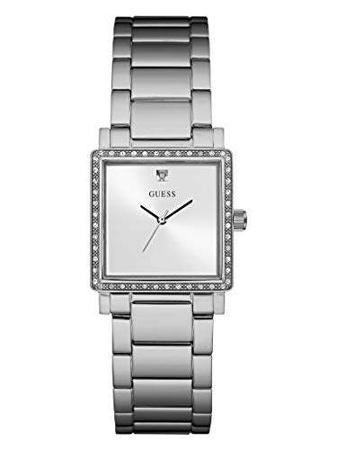 GUESS Factory Women's Silver-Tone Square Analog Wrist Bracelet Watch