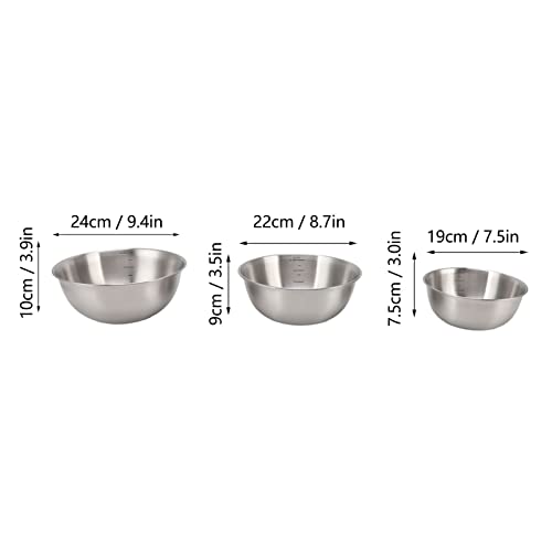 Set de 3 tazones de acero inoxidable para mezclar y servir ensaladas miniatura 7