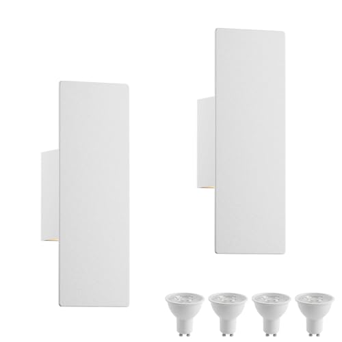 Image of Tipace Hardwired White Wall Sconces,3000K Modern Wall Lights Led Indoor Wall Wall Mount Light for Bedroom,Living Room, Hallway,GU10 Bulbs Included,2 Pack