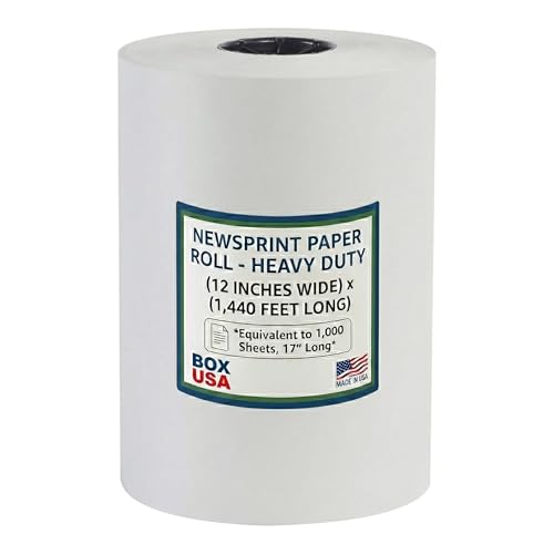 Image of BOX USA Packing Paper Roll 12 x 1400ft (1,000 Sheets 17 Equivalent) - Newsprint Paper for Shipping, Storage and Moving Supplies, White