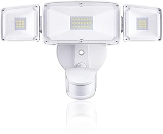 Amico 3 Head LED Security Lights with Motion Sensor, Adjustable 40W, 4000LM, 5000K, IP65 Waterproof, Exterior Flood Light for Garage, Yard(White)