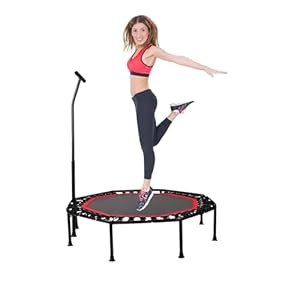 Trampoline Fitness Elastique pour Sauter de Ø90cm Pliable et Silencieux. Installation Facile, Octogonale pour Adultes,Enfants. Intérieur,Extérieur avec Accoudoirs Réglables en Mousse.